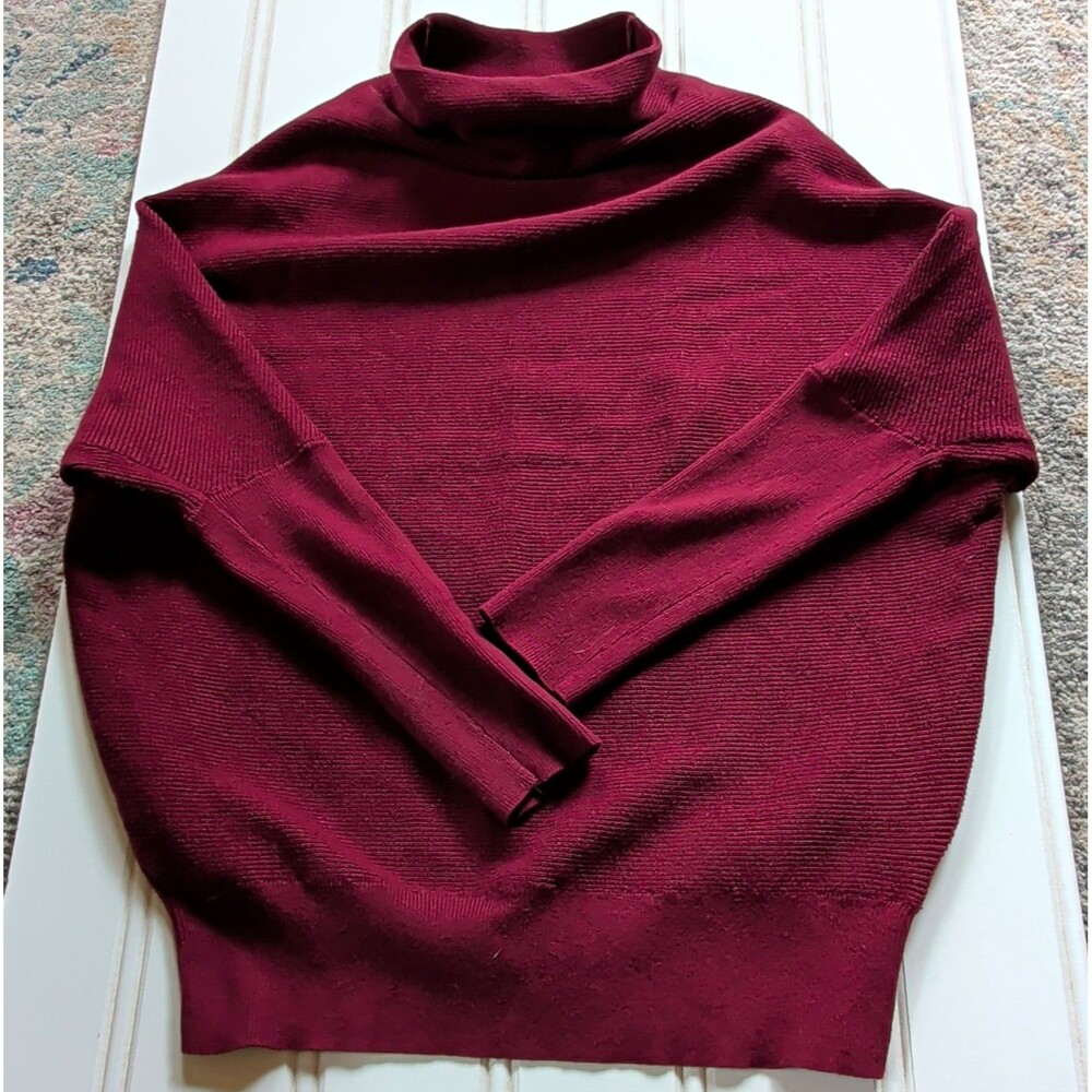 Bluivy Burgundy Solid Cowl Neck Knit Pullover Sweater Long Sleeve Womens M